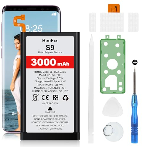 Beefix Batterie de Rechange pour Samsung Galaxy S9 SM-G960F, 3000mAh Lithium-polymère pour Galaxy S9 (EB-BG960ABE) avec Outils de réparation Professionnels