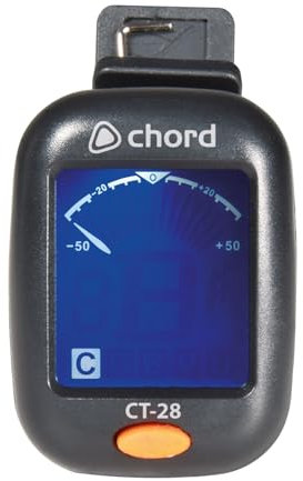 Chord | Chromatic Clip-On Tuner for Electric Guitar, Bass Guitar, Acoustic Guitar & Ukulele Accurate and Precise Battery Powered Tuner with High-Contrast Digital Display