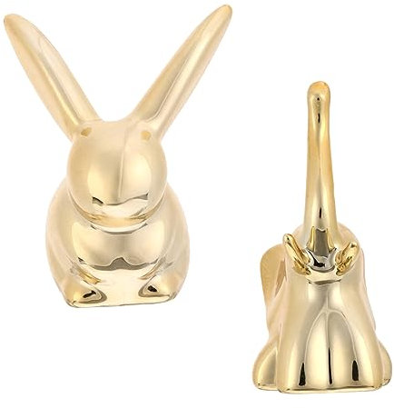 CALLARON Schmuck 2st Kaninchen-schmuckständer Porzellan Ringschale Schmuckhalter Stehen Goldener Hasenringhalter Viel Glück Tierstatue Tierschmuckschale Fenster Schmuckplatte Keramik