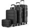 NUMADA - Kofferset 4 Stück Upfly T10 ABS. Handgepäck Koffer 55x40x20, Mittlerer Koffer 60L, Koffer Groß 78L und kulturbeutel. Gepäck-Sets Sicher und widerstandsfähig | Schwarz