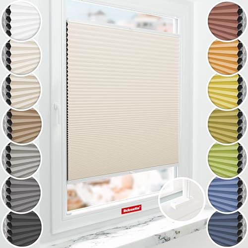 Schuette® Wabenplissee mit Bohren ● Blackout x Honey ● Calm Coast (Beige) ● 95x200cm (Breite x Höhe) ● Suprafix Halterungen Mit Bohren ● Bequeme Montage