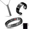 KSJEHW 3 Stücke Lymphe Detox Titan Stahl Magnetarmband & Ring für Männer, mit ultrastarkem 3500 Gauss Magnet Magnetarmband und Kupfer Magnetring, Atemhalskette zur Linderung(Schwarz)