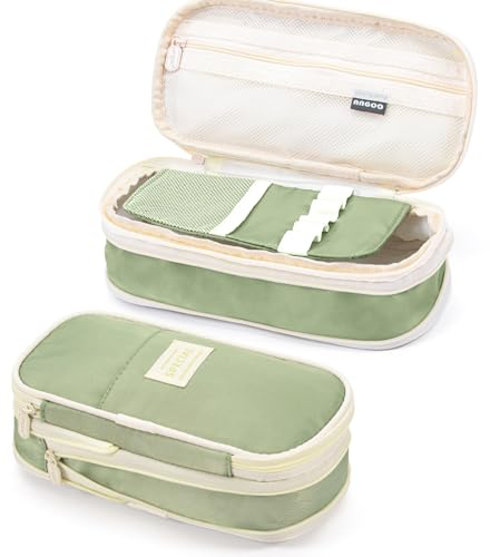 Vinuwu Big Capacity Pencil Case, Cute Pen Cases with Zip, Pencil Pouch for Kids Girls Boys Woman, Large Storage Pen Box Organiser, Aesthetic Stationery, Special Back to School Essentials-Green