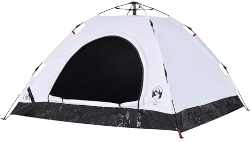 vidaXL Campingzelt 5 Personen, Kuppelzelt mit Quick-Release-System, Wasserdicht Gartenzelt mit E-Anschluss, Wurfzelt, Weiß Verdunkelungsstoff 190T Polyester