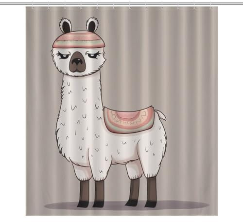 LXTDPBK No Drama Lama, strukturierter Duschvorhang, schwere Badezimmer-Duschvorhänge mit Ösen und Haken, Dekor, Bad-Duschvorhänge-Set für Duschen, Badewannen, 91,4 x 183,9 cm