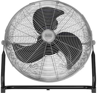 BLACK+DECKER - Ventilatore da Pavimento 120W | 3 Velocità | Diametro 45cm | 3 Pale in Metallo | Inclinazione Regolabile | Base Antiscivolo | Maniglia di Trasporto | Griglia Rimovibile | Avvolgicavo