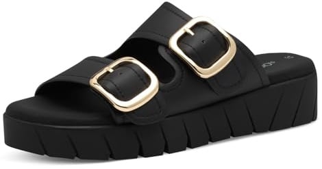 s.Oliver Damen Pantoletten mit Schnallen Plateau, Schwarz (Black), 42 EU
