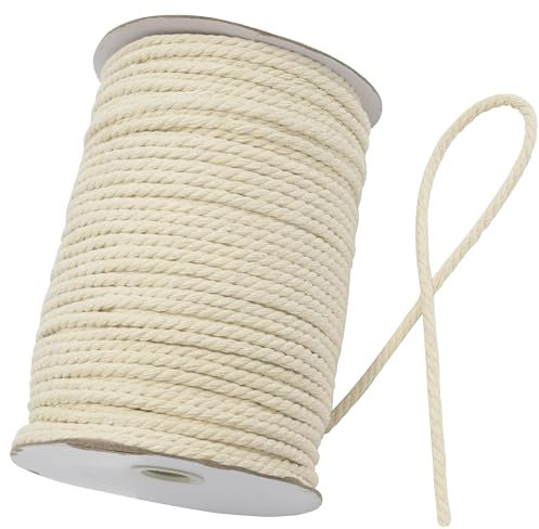 AERZETIX - C76692 - Bobine de Cordon Fil torsadé 700 g pour macramé ⌀5 mm x 100 m - en Coton - Couleur Natural - pelote Loisir créatif mercerie décoration créative