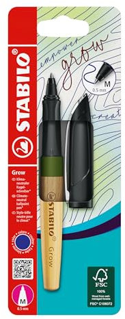 STABILO Grow - Climate-Neutral Ballpoint Pen - Pack of 1 - Moss Green/Oak Including Blue Ballpoint Refill