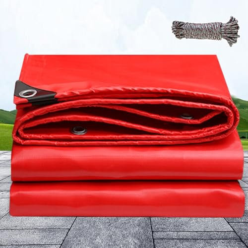 Bâche à Bûches Épaisse, Camping Bâche 3.5 x 4 m Imperméable et Lavable, Angles Renforcés, Rectangulaire Bois Baches Bache Protection Bois pour Serre Jardin Pergola Piscine, Rouge