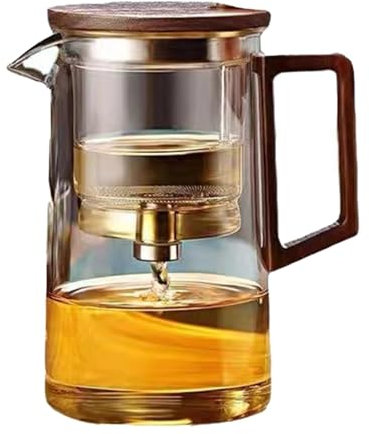 Teekanne mit Filter, Glasteekanne mit Sieb - 500 ml/750 ml Glas-Wassertrennungs-Teekanne mit Sieb - Ergonomische Magic-Teekanne für die Spülmaschine, transparenter One-Touch-Teezubereiter für Blumente