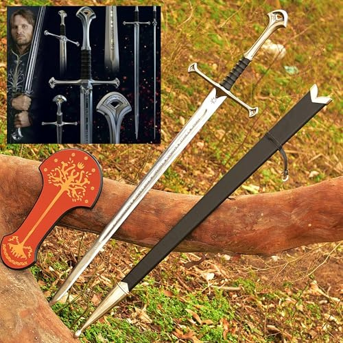 König Elendils Narsil Anduril Replik 104 cm mit Wandhalterung, Scheide Cosplay Zweischneidiges Replik-Schwert, Beliebtestes historisches Schwert (Narsil Anduril)