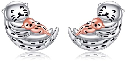 Otter Ohrstecker 925 Sterling Silber Seaotter Ohrringe Ozean Tier Schmuck Geburtstag Geschenke für Frauen Damen Mama
