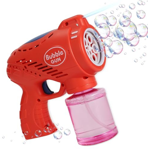 Festicy Seifenblasenpistole Set I 1 Rote Pistole inkl. Seifenblasenflüssigkeit, LED-Licht | Kinder und Erwachsene | Kindergeburtstag Geschenk