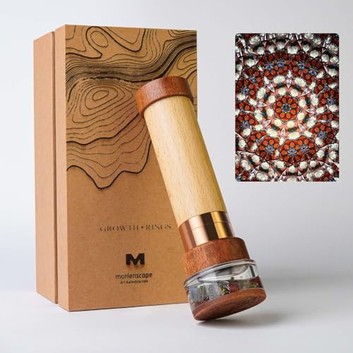 Growth Rings Wooden Kaleidoscope Full Visual,6.5 Handmade Brass Rotatable Oil-Filled Core Box Nature Artwork,Vintage Gift Box,Anniversary Birthday Christmas Thanks Giving New Year Present Gift