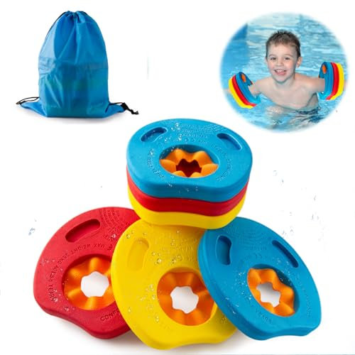 Manguitos Piscina para Niños- 6 Piezas Bebé Manguitos Dolphin Evolutivo con Bolsa de Almacenamiento, EVA Espuma Flotadores de Piscina Disco Flotador Natación de Infantil Entrenamiento para 2-6 años