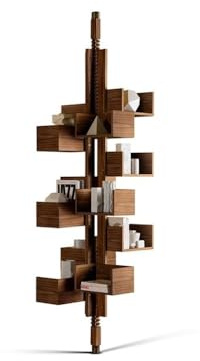 birene Bücherregal, Walnuss-Bücherregal, drehbares, verstellbares Regal, Showroom-Modellraum-Designer-Eck-Bücherregal Bücherregal