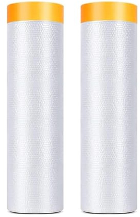 haoyuan 2 Packs Masking Film – Dust Proof Plastic Sheeting for Decorating, Paint Protection Cover for Furniture, Floor & Doors, Multi-Purpose (200CM*20M)