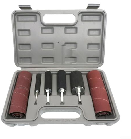 Honseadek Lot de 20 tambours de ponçage pour perceuse, grain 80/120, manchons de ponceuse en caoutchouc avec étui, pour bois, plastique, métal