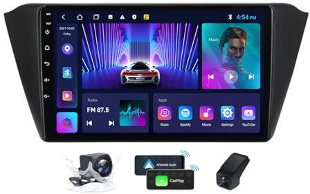ZZPHKK Android 14 2din Radio Carplay Android Auto für Skoda Fabia 3 III 2015-2019 Autoradio Mit Bildschirm 9,5 Zoll Autoradio mit DSP EQ/Bluetooth/SWC/FM RDS/4G 5G WiFi/GPS/Rückfahrkamera(M100CP)