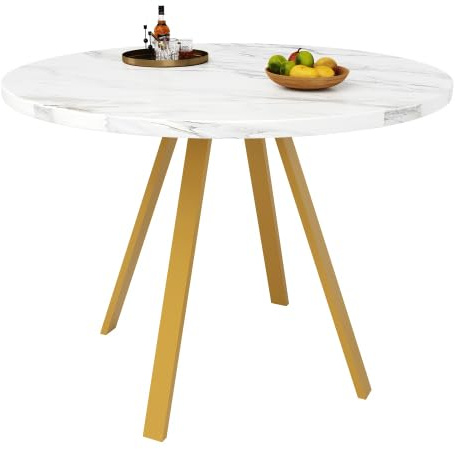 muenfly Quadratischer Esstisch 80x80 cm Nussbaum-Optik & Metallgestell – Platzsparender Küchen- & Schreibtisch für 4 Personen, Weißgold, Höhe 75 cm