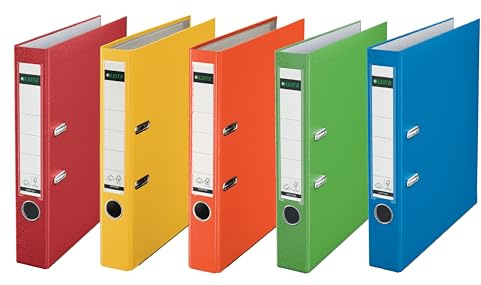 Leitz 101550 Qualitäts-Ordner Plastik-Cover (Mix Summer, schmal | 5er Pack)