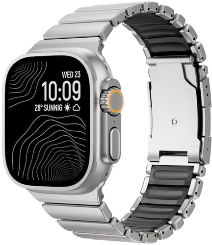 SEURE Titan Armband mit Watch Ultra 3/2/1 49mm,46mm 45mm 44mm Titan Metall Silikon Doppelschicht DLC-Beschichtung Ersatzarmband mit Faltschließe für Serie10 11