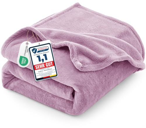 CozyLux Kuscheldecke Flauschig Decke 150x200 cm Lavendel | OEKO-TEX 100, 260 g/m² XL Flanell Sofa Decke für Frauen, Geschenke zum Geburtstag für Mama, warme Deko für das Zuhause