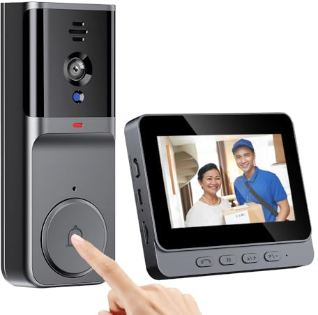 Welan Video Doorbell Wireless Camera With 4.3” IPS Monitor, via 2.4G Wireless Connection, Two-Way Talk, Night Vision, 800mAh Rechargeable Battery, No WiFi/App Subscription