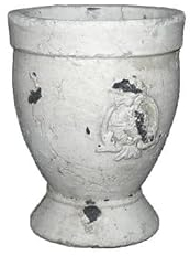 L'Héritier Du Temps Grande Jardinière Style Antique ou Coupe Patinée à l'Ancienne en Terre Cuite Ton Pierre 18x18x23cm