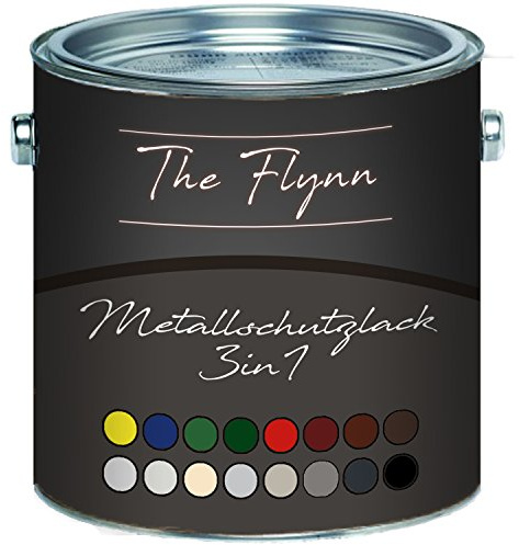 The Flynn Metallschutzfarbe 3 in 1 hochwertiger 3-in-1 Metallschutzlack Lack für Metall Eisen Aluminium Zink Stahl Rostschutz Grundierung Deckanstrich in einem (5 L, Rotbraun (RAL 8012))