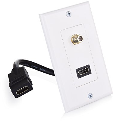 Cable Matters HDMI Wall Plate with Coax Outlet (Coax Wall Plate) in White