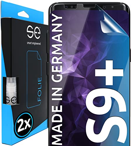 S.E pour Samsung Galaxy S9 Plus - 2x Films Protecteurs Hydrogel TPU d'Allemagne, Application Facile, Alternative au Verre Trempé