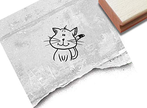 Stempel - Kinderstempel KATZE - Bildstempel Motivstempel Geschenk für Kinder - Schule Kita Einschulung Malvorlage Basteln Deko - zAcheR-fineT (klein ca. 27 x 30 mm)