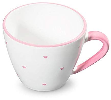GMUNDNER KERAMIK Kaffeetasse Gourmet Füllmenge : 0.2 Liter Herzerl Rosa Geschirr, handgemacht in Österreich