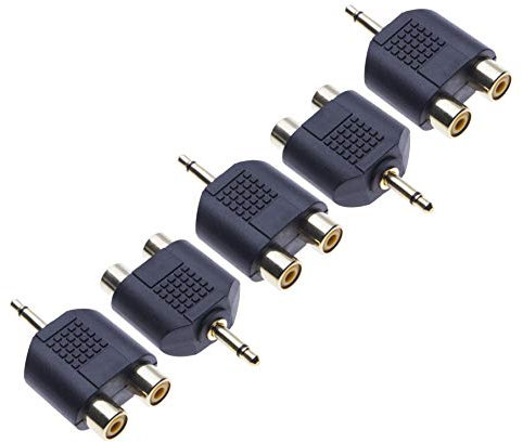 Keple 2x Stereo Converter a 3.5mm Mono, Adattatore audio, sdoppiatore a Y, jack maschio a un anello da 3,5 mm Spina a 2 x collegamento femmina (5 pezzi)