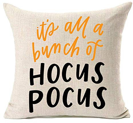 MFGNEH It's All A Bunch of Hocus Pocus Home Decorations Halloween Kissenbezüge 45,7 x 45,7 cm, Halloween Decor Baumwolle Leinen Überwurf Kissenbezug