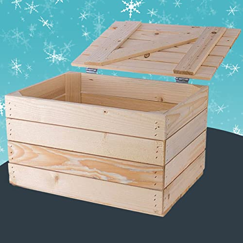 Moooble Holztruhe mit Deckel | 48x36x28cm | Deko Truhe, Geschenktruhe, Spielzeugkiste, Gartentruge, Schatzkiste | drinnen