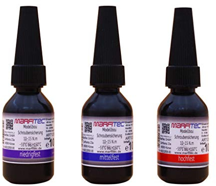 marfitec© Modellbau Schraubensicherung 3 x 10g Set - (niedrig-, mittel-, hochfest)