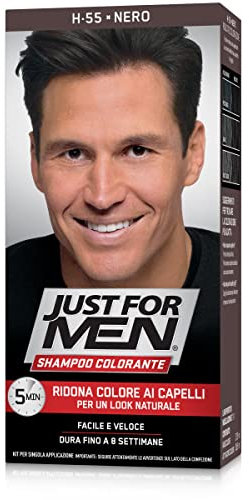 Just For Men Colorante In Gel, Tinta Semipermanente Per Capelli Uomo, Senza Ammoniaca, Con Cheratina E Vitamina E, Colore Nero, H55