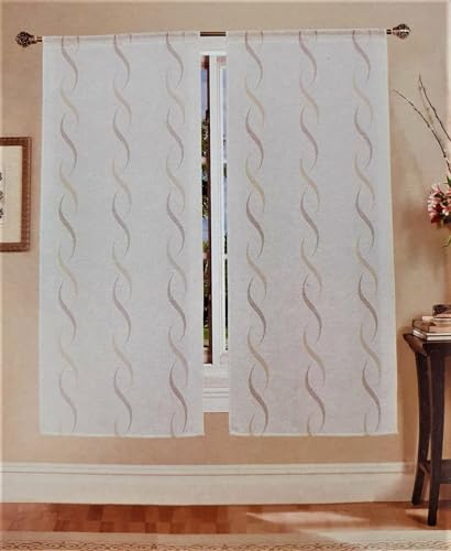 GBiancheria COPPIA TENDE DEBORA 70X150 70X240 PER FINESTRE E PORTEFINESTRE PRONTE DA APPENDERE (70x150, Beige)