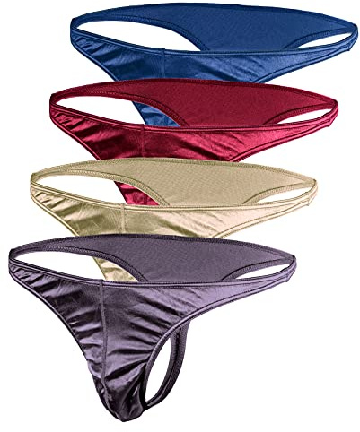 Barbra Lingerie Satin-Herren-Tanga, Unterwäsche, Höschen, seidig, sexy, G-String, Unterwäsche, Multi-Pack