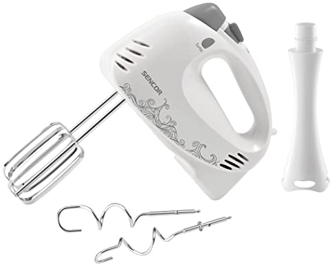 Batidora de mano con accesorio para batidora alargadora, 400 W, color blanco