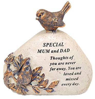 OnlineStreet Plaque funéraire oiseau rouge-gorge avec gravure « Ornement funéraire », avec un vers sympathique particulier | une décoration funéraire commémorative personnalisée pour vos êtres chers