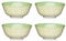 KitchenCraft Set of 4 Glazed Stoneware Bowls with Geometric Pattern, Green & Yellow Ceramic Bowls with Footed Base, Microwave & Dishwasher Safe, 15.7 cm (6) Green Geo