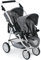 Tandembuggy Vario, Zwillingsbuggy für Zwei Puppen, Puppenwagen für Kinder von 4 bis 8 Jahren, Jeans Grau
