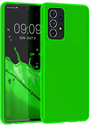 kwmobile Hülle kompatibel mit Samsung Galaxy A52 / A52 5G / A52s 5G Hülle - weiches TPU Silikon Case - Cover geeignet für kabelloses Laden - Neon Grün