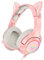 SIMGAL Casque de jeu rose avec micro, compatible avec PS4, PS5, Xbox One (adaptateur non inclus) PC, téléphone portable, casque audio surround oreilles de chat amovibles avec RVB pour filles et femmes
