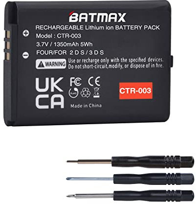 Batmax Batterie CTR-003 pour console de jeu Nintendo 3DS 2DS 1350 mAh