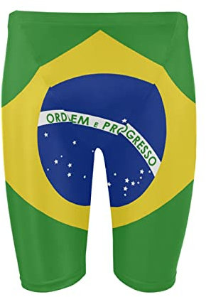 Dallonan Maillot de bain athlétique à séchage rapide pour homme Motif drapeau américain, Drapeau du Brésil., XL taille courte